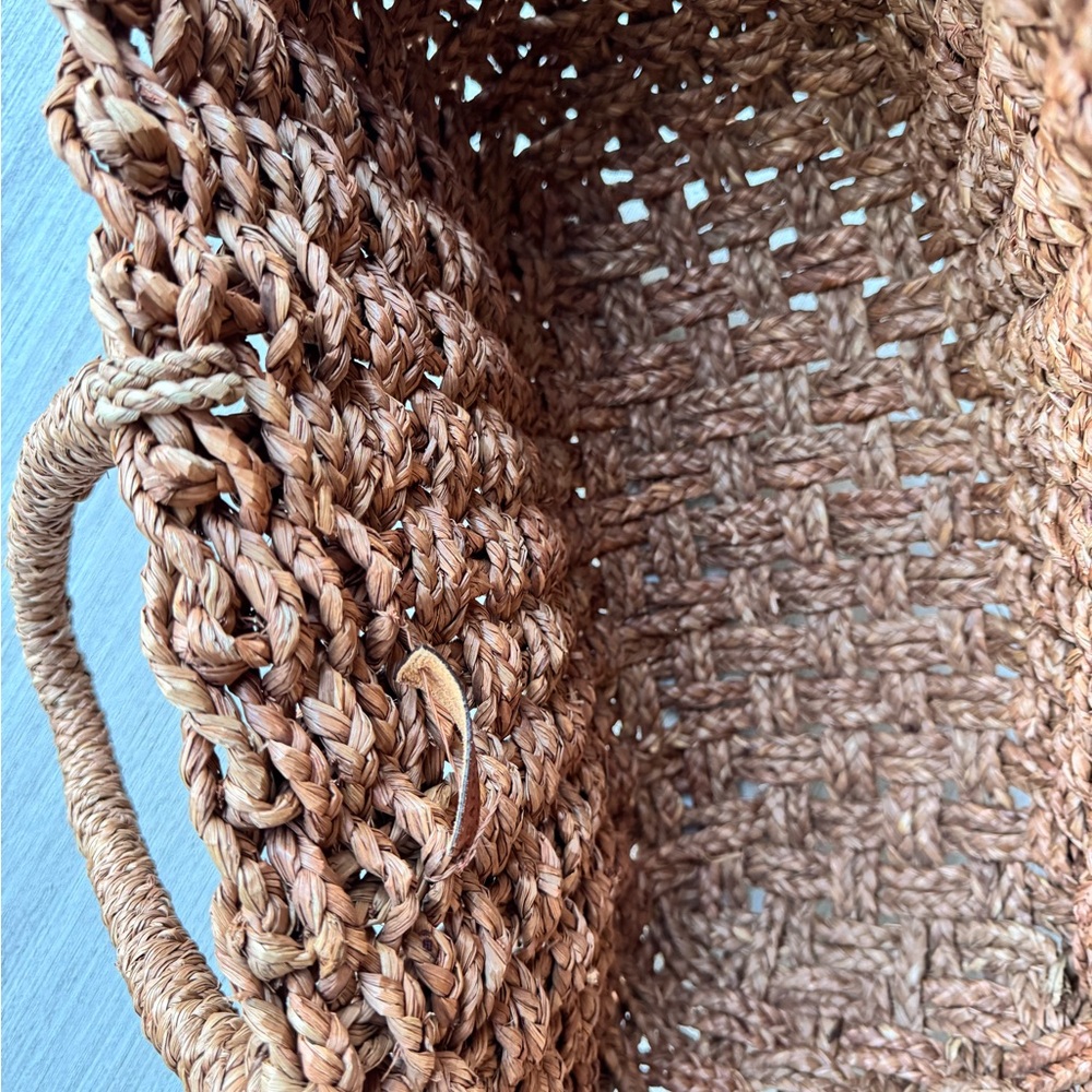 Ralph Lauren Hand Woven Tote Beach Bag With Handles Straw Handbag Purse Large - Picture 3 of 7
